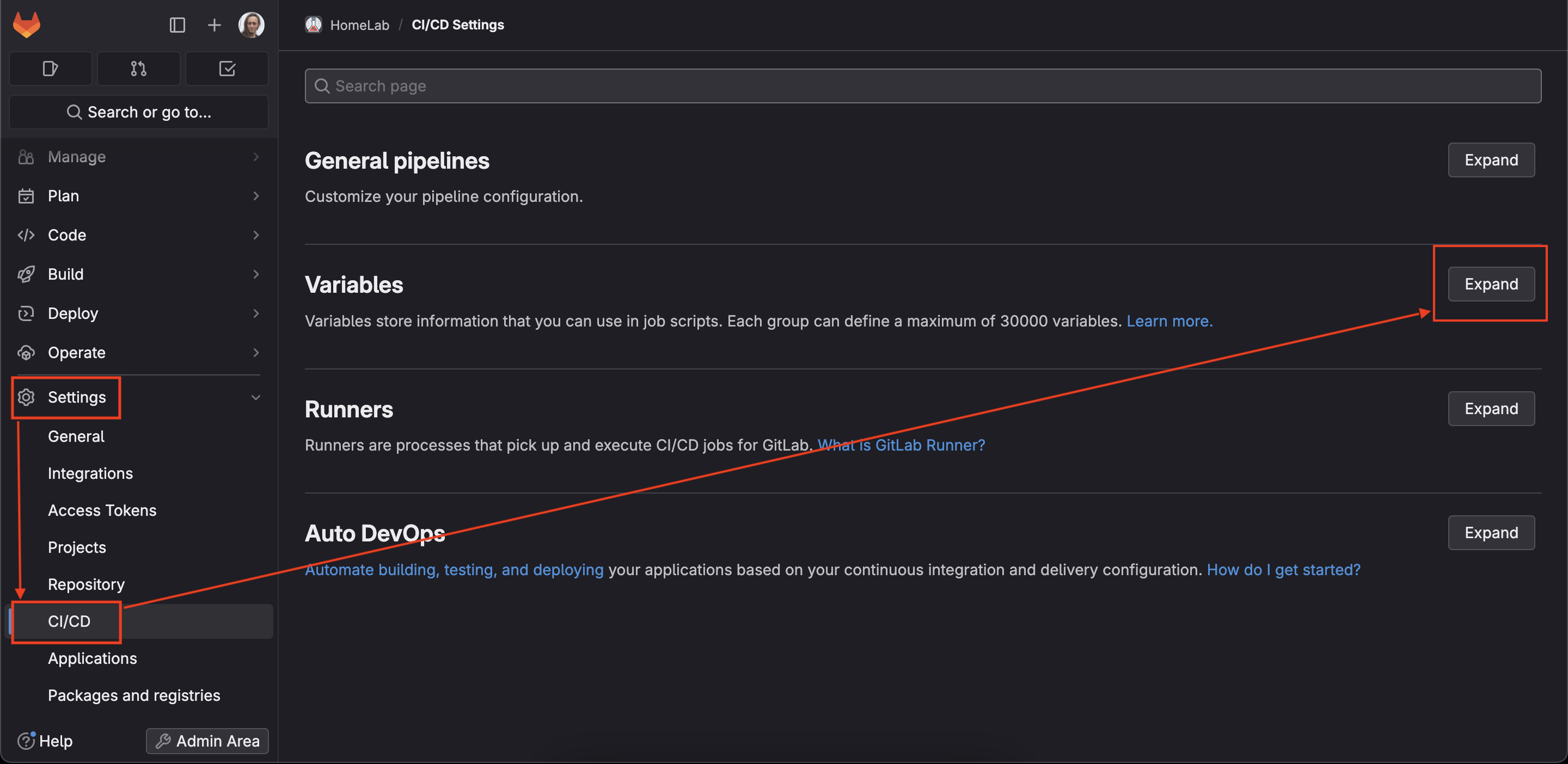 Dodawanie zmiennych środowiskowych w Gitlabie