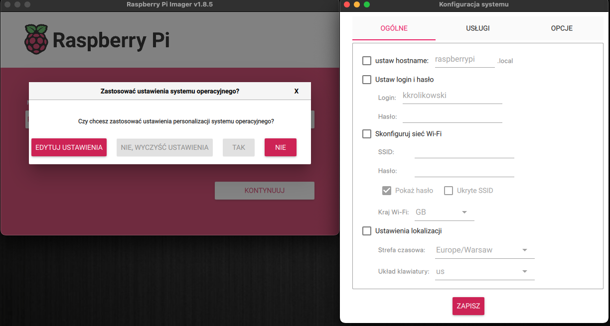 Konfiguracja instalatora Raspberry Pi
